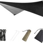 Hammock Camping Tarp Rain Fly, Waterproof Tent Shelter Awning Sunshade Cloth Picnic Mat for Outdoor Hiking Beach Backpacking - Included Guy Lines & Stakes