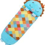 Pillow & Sleepy Sack- Comfy, Cozy, Compact, Super Soft, Warm, All Season, Sleeping Bag with Pillow- Medium 54” x 20”, Triceratops