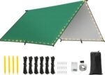 Waterproof Tent Tarp, 9.8 × 9.8 Ft Large Outdoor Shelter Cover with Light Strings, Lightweight Portable Tarp Shelter Rain Tarp Camping Canopy for Hiking Traveling Backpacking