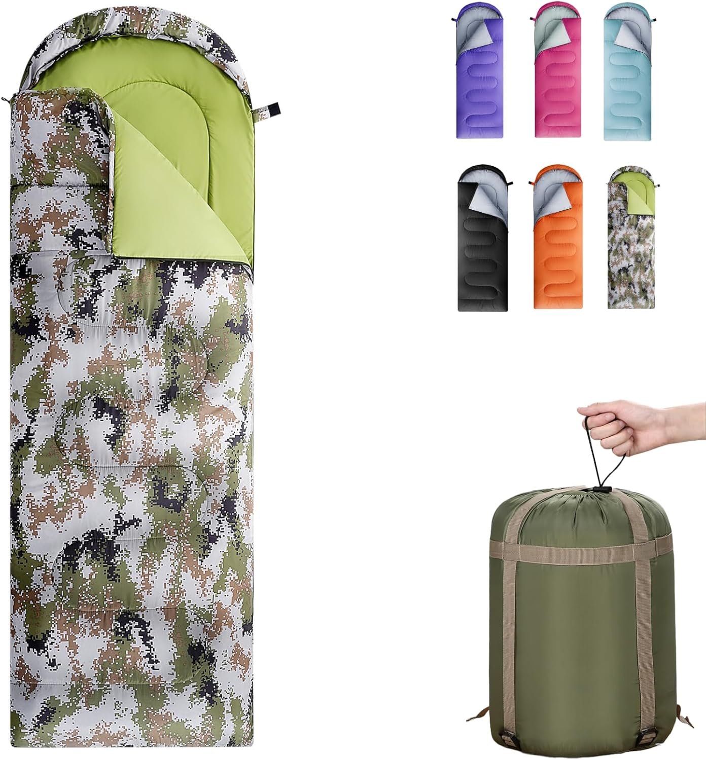 711WPd1d1zL._AC_SL1500_.jpg Sleeping Bags for Adults, Teens & Kids - Use for 3-4 Seasons, Warm & Cold Weather - Lightweight,Waterproof, Use for Backpacking, Hiking and Camping - Image 1