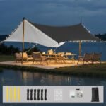 Waterproof Tent Tarp, 9.8 × 9.8 Ft Large Outdoor Shelter Cover with Light Strings, Lightweight Portable Tarp Shelter Rain Tarp Camping Canopy for Hiking Traveling Backpacking - Image 2