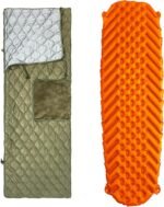 Sleeping Bag with Inflatable Sleeping Pad, Wearable Blanket Insulated Poncho Hooded, Sleepingbag Quilt for Winter Camping Hiking Sports