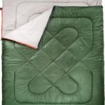 40°F Cool Weather Two-Person Sleeping Bag, 87 Inches x 59 Inches, Olive Green