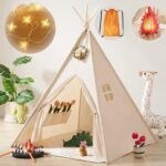 Teepee Tent for Kids with Star Lights, Foldable Play Tent for Girls & Boys, Washable Indoor Toddler Tent, Cozy Warm Reading Nook & Room Decor