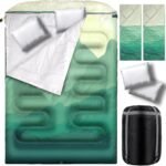 Double Sleeping Bag for Adults with Pillow Queen Size Waterproof Two Person Sleeping Bag for Outdoor Camping Hiking Backpacking All Season Cold Warm Weather