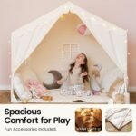 Kids Tent with Mat and Star Lights, Indoor Playhouse for Toddlers, 57"x36"x52" Large Reading Nook for Girls & Boys, Modern Bed Canopy for Kids Room - Image 2