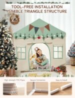 Kids Tent, Kids Play Tent 2 in 1 with Padded Mat and Lights, Large Playhouse with 2 Doors & 4 Windows, Indoor & Outdoor, Christmas Toddler Playhouse, 51" x35" x 51" (Green) - Image 2